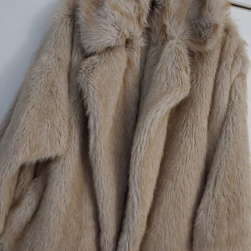 Eco-friendly faux fur coat, size 4XL, beige