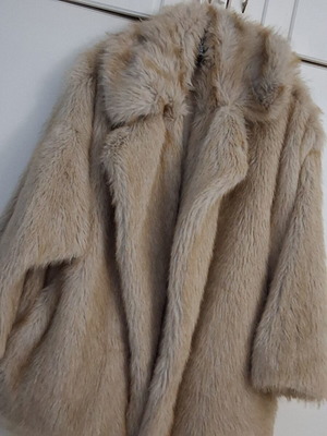 Eco-friendly faux fur coat, size 4XL, beige