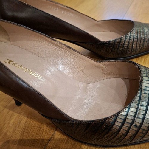 Kalogirou leather pointed brown pumps size 40 like new
