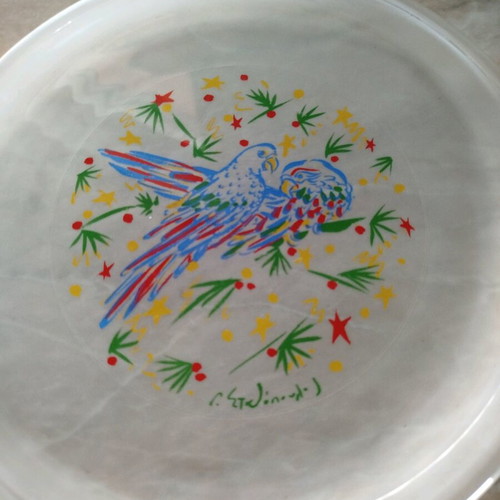 Lumidis collectible plate with 5 shot glasses like new