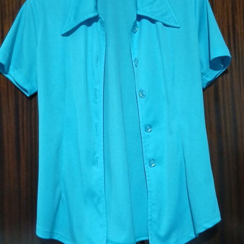Pop Mari vintage turquoise short-sleeve shirt, one size