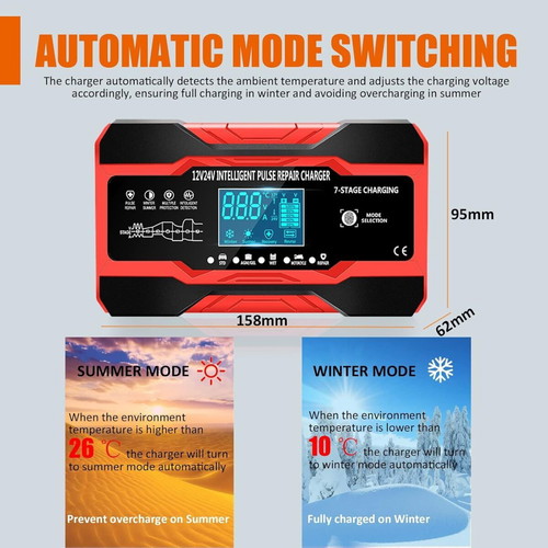 Automatic Car Battery Charger 12V 24V 10A with Display new