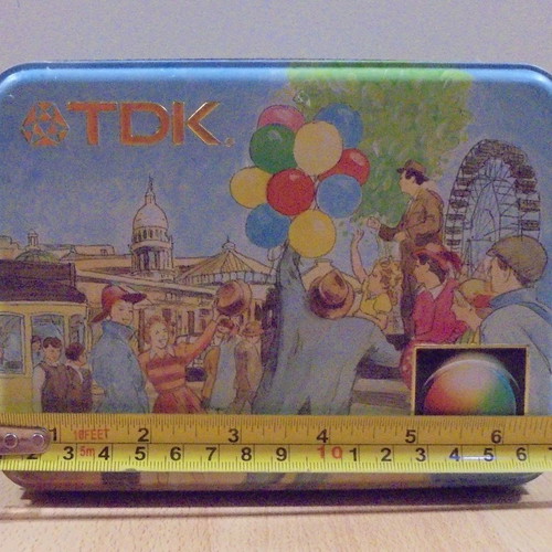 TDK old metal audio cassette storage box used