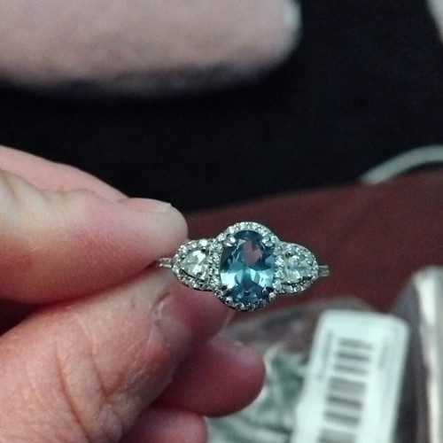 Sky Blue Zirconia Silver Ring Size 9 New