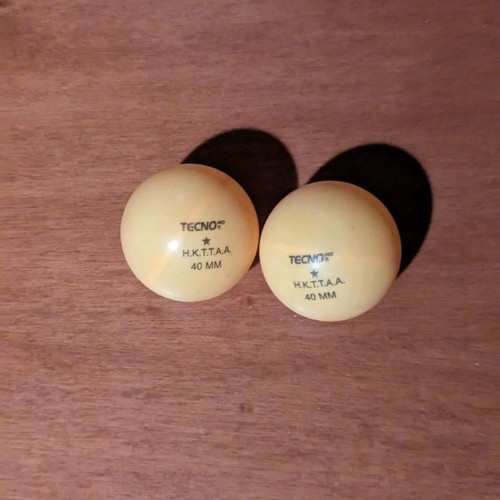 Tecno Pro ping pong balls used, 40mm, orange, set of 2