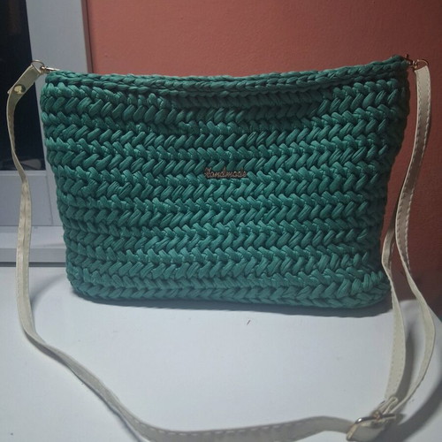 Women's shoulder bag new handmade green with adjustable strap