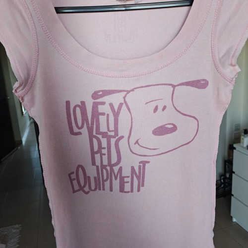 Zara T-shirt with pet design, pink, XS