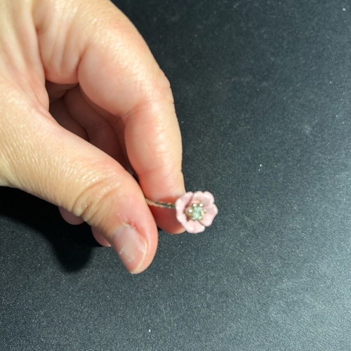 Ring with pink flower and strass used