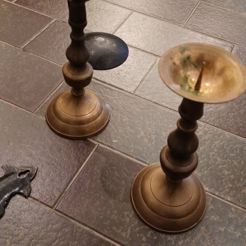Candlesticks and lamp bases used, pack of 9 old pieces