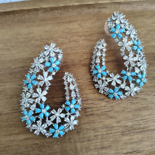 Earrings with zircon and turquoise