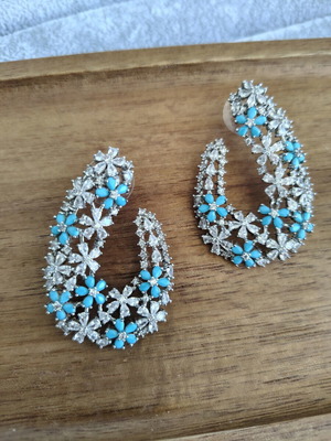 Earrings with zircon and turquoise