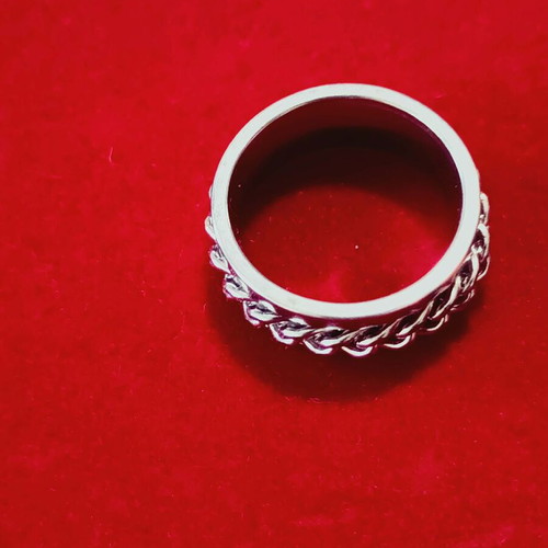 Ring in embossed men's wedding band style new, silver Apefthon
