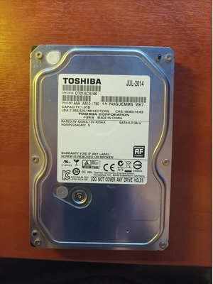 Σκληρός δίσκος HDD Toshiba DT01ACA100 1TB 3.5'' σαν καινούργιο με καλώδιο SATA