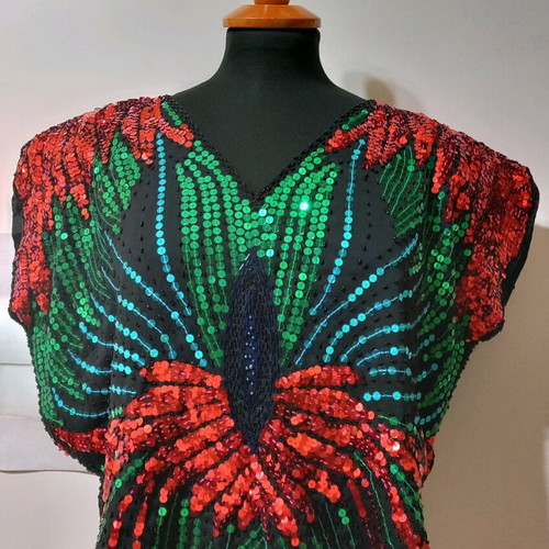 Sequin embellished blouse like new, size XL multicolor