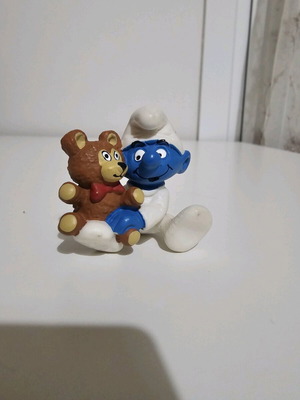 Smurf figure baby with teddy bear like new collectible