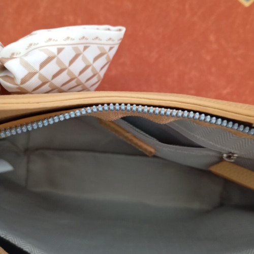 Celestino beige handbag with scarf bow, like new