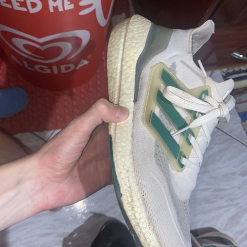 Adidas Ultraboost running shoes white green size 42
