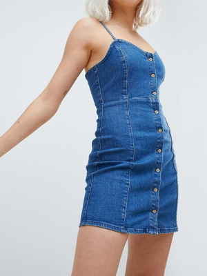 Pull & Bear denim mini dress like new, blue, with buttons