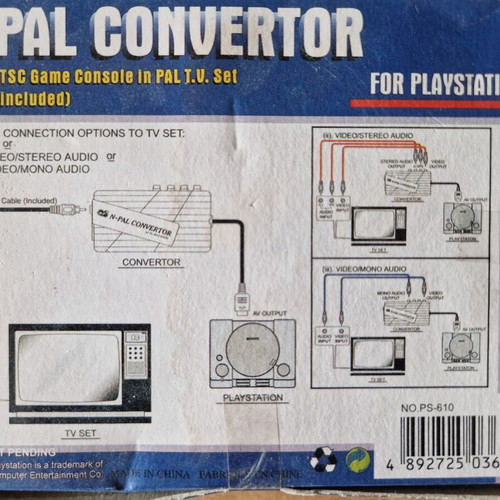N-PAL Convertor for Playstation 1 like new NTSC to PAL