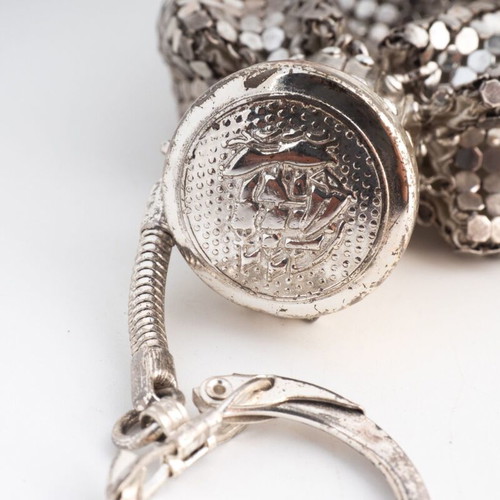 Antique 1920s Art Deco Silver-Plated Mesh Gate Top Flapper Purse
