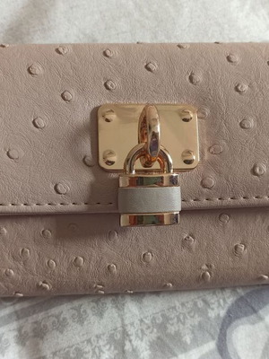 Women's beige embossed wallet new with nice clasp