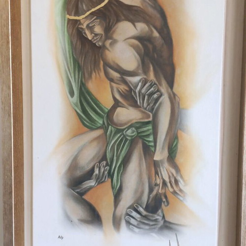 Oil painting signed artwork like new, 2004 piece