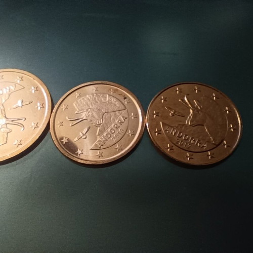 Andorra 1 and 2 cent coins 2020, 2021 unc