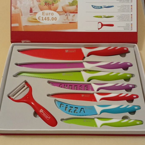Knife set for bread, meat, cheese with peeler new
