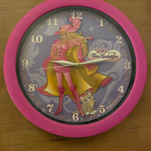 Παιδικό ρολόι τοίχου Barbie σαν καινούργιο, στρογγυλό, αναλογικό