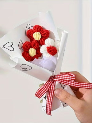 Handmade knitted flower bouquet new