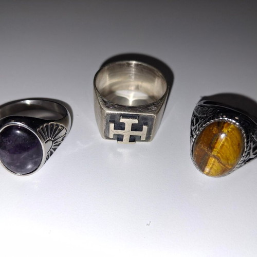 Men's rings like new with amethyst, tiger eye, and 925 silver
