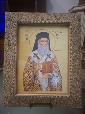 Religious icon of Saint Nektarios of Aegina like new, 30x37 cm