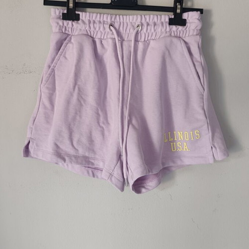 Bershka shorts with drawstring and elastic waist, pink, size M