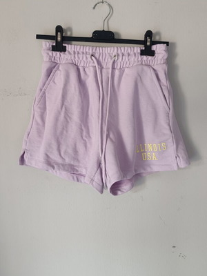 Bershka shorts with drawstring and elastic waist, pink, size M