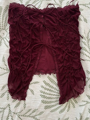 Bershka Bordeaux blouse with ties and bows, new, size S/M