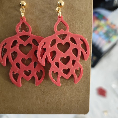 Red Turtle Earrings 3D print made to order