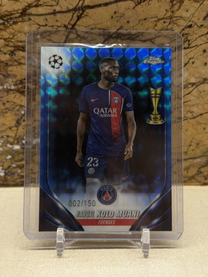 2024 Topps Chrome UCC ποδοσφαιρική κάρτα Randal Kolo Muani /150 μπλε γεωμετρικός ανακλαστήρας