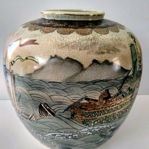Satsuma vases used, 2 large, height 25 cm