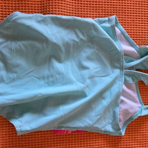 Mothercare Girls' Swimsuit like new, turquoise with pink flamingo, size 3-4
