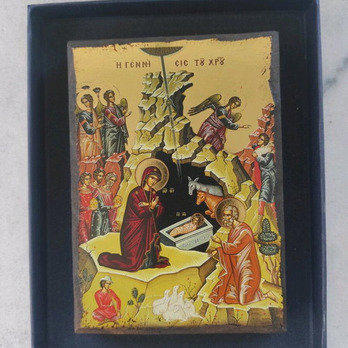 Religious icon new in gift box with prayer book