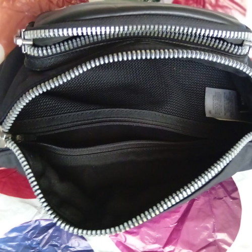 Moose Knuckles black leather hipbag crossbody bag