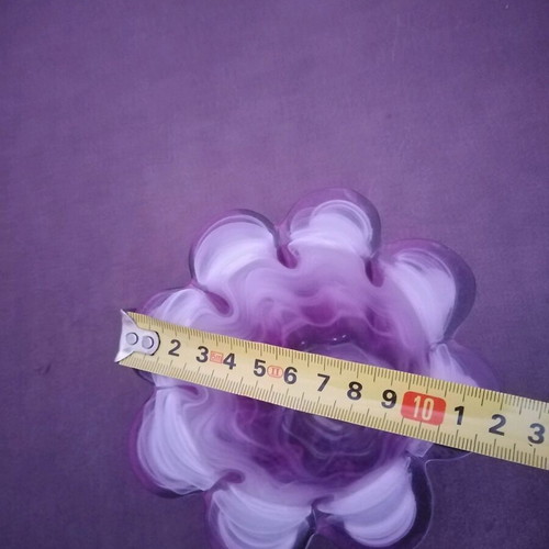 Walther glass candle holder lilac with white veins like new
