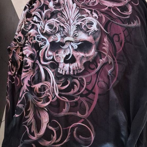 Skull Spiral winter men's shirt XL like new, black red