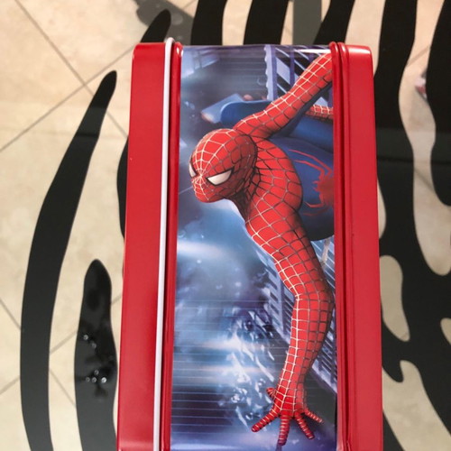 SPIDER-MAN 2 MOVIE TIN LUNCHBOX with METAL DRINK CONTAINER INCLUDED NEW NEVER USED MARVEL