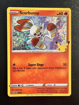 Scorbunny 16/25 McDonalds 2021 Holo Pokemon card used