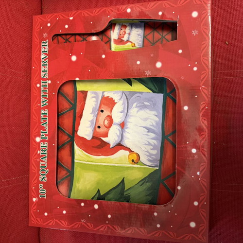 Ceramic Christmas platter with spatula set