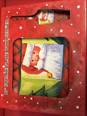 Ceramic Christmas platter with spatula set