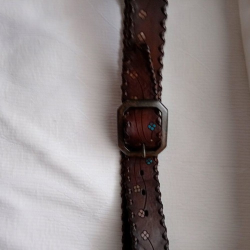 Riccardo Forconi leather belt like new, size 85 with painted flowers