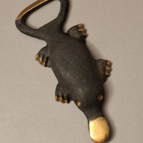 Vintage Brass Platypus Bottle Opener used, 9.5cm collectible barware