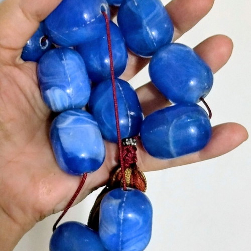 Handmade Worry Beads with Large Blue Beads New